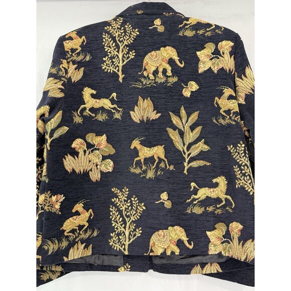 Women's Lilly Of California Hand Loomed Black Safari Button Up Blazer Coat Large - Picture 4 of 8